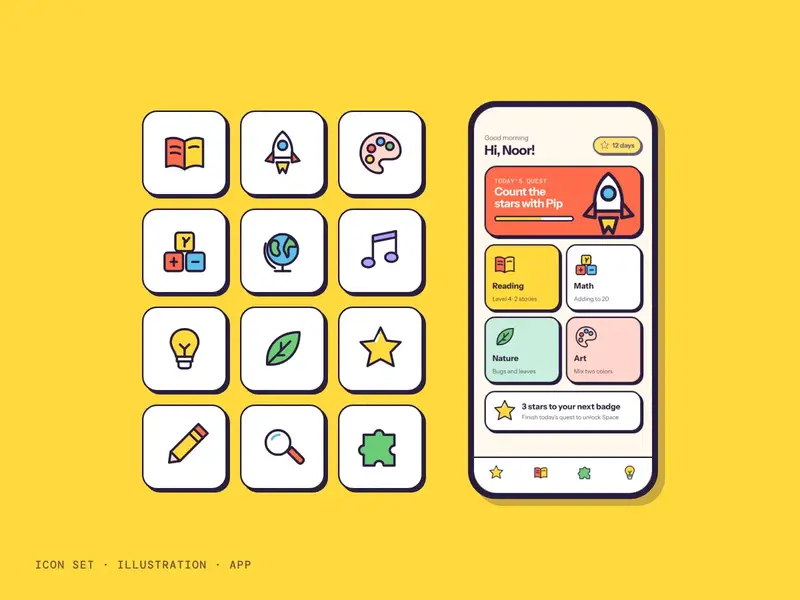 Pebble kids app illustrations