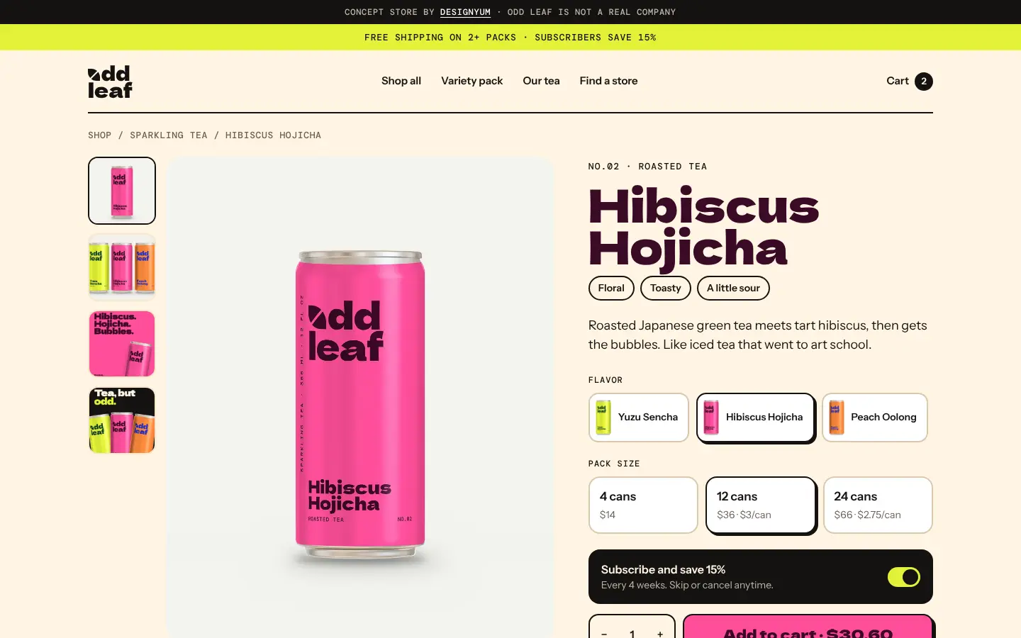 Odd Leaf product page for Hibiscus Hojicha