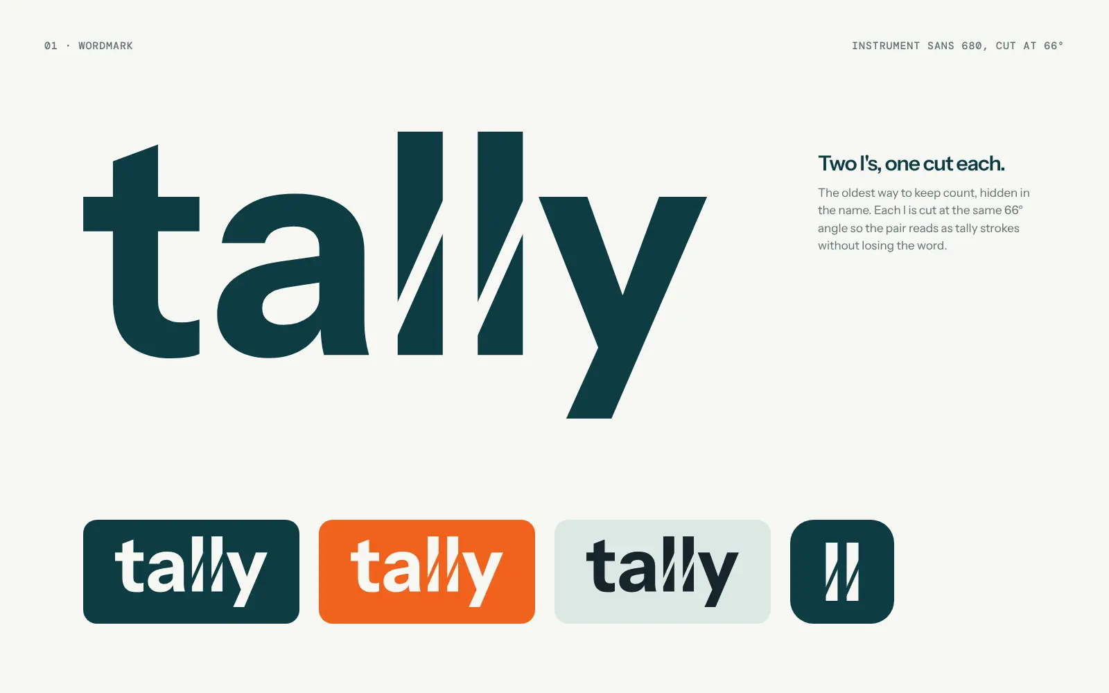 Tally wordmark with logo variations and app icon