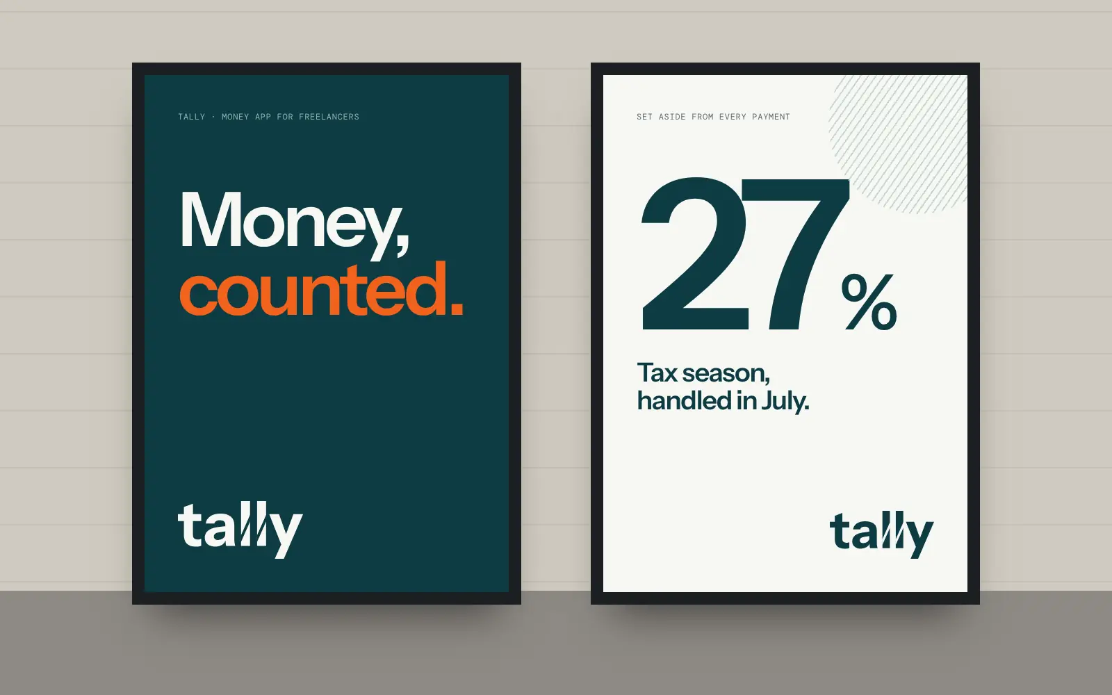 Two Tally posters on a wall